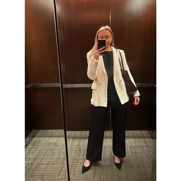 MAJE Off-White Tweed Creamy Oversized Vileno Blazer size 38 Flawed - Picture 11 of 16